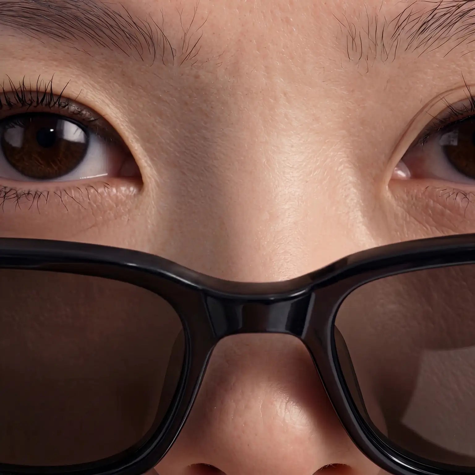 Sunglasses resting on low Asian nose bridge showing improper fit and gap